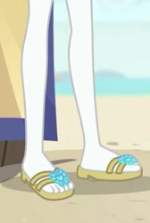 Size: 383x570 | Tagged: safe, screencap, character:rarity, episode:too hot to handle, g4, my little pony:equestria girls, feet, flip-flops, legs, pictures of legs, sandals, solo