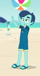 Size: 255x483 | Tagged: safe, screencap, character:captain planet, episode:too hot to handle, g4, my little pony:equestria girls, background human, clothing, cropped, feet, henry handle, male, male feet, manestrum, sandals, swimsuit