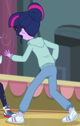 Size: 391x612 | Tagged: safe, screencap, character:twilight sparkle, character:twilight sparkle (scitwi), species:eqg human, episode:stressed in show, g4, my little pony:equestria girls, converse, cropped, rear view, shoes, sneakers
