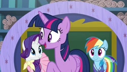 Size: 1920x1080 | Tagged: safe, screencap, character:rainbow dash, character:rarity, character:twilight sparkle, character:twilight sparkle (alicorn), species:alicorn, species:pony, episode:the end in friend, g4, my little pony: friendship is magic, camping outfit, clothing, dress, shirt