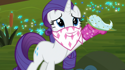 Size: 1920x1080 | Tagged: safe, screencap, character:rarity, species:pony, species:unicorn, episode:the end in friend, g4, my little pony: friendship is magic, azurantium, bandana, boots, female, glitter boots, mare, shoes, solo, sparkles, swamp