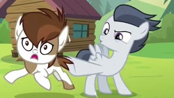 Size: 1160x653 | Tagged: safe, screencap, character:pipsqueak, character:rumble, species:earth pony, species:pegasus, species:pony, episode:marks and recreation, g4, my little pony: friendship is magic, colt, male, wings