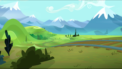 Size: 1440x814 | Tagged: safe, screencap, episode:party pooped, g4, my little pony: friendship is magic, crystal mountains, mountain, mountain range, no pony, scenery, train tracks