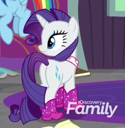 Size: 439x449 | Tagged: safe, screencap, character:rainbow dash, character:rarity, episode:the end in friend, g4, my little pony: friendship is magic, cropped, discovery family logo, rearity, spoiler
