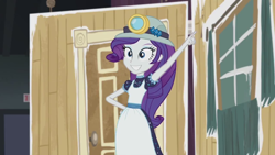 Size: 1280x720 | Tagged: safe, screencap, character:rarity, episode:opening night, g4, my little pony:equestria girls, clothing, costume, dancity, selfie soot, solo