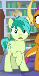 Size: 194x374 | Tagged: safe, screencap, character:sandbar, character:smolder, species:earth pony, species:pony, episode:molt down, g4, my little pony: friendship is magic, cropped, male