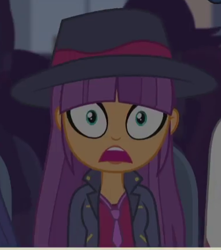 Size: 382x432 | Tagged: safe, screencap, character:ginger owlseye, episode:opening night, g4, my little pony:equestria girls, clothing, cropped, cute, fedora, hat