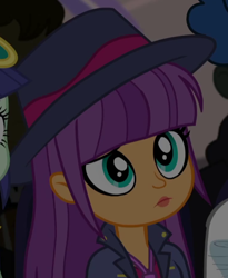 Size: 500x610 | Tagged: safe, screencap, character:ginger owlseye, episode:opening night, g4, my little pony:equestria girls, clothing, cropped, cute, fedora, female, hat, owlabetes