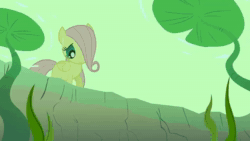 Size: 1280x720 | Tagged: safe, screencap, character:fluttershy, episode:the cutie mark chronicles, g4, my little pony: friendship is magic, animal, animated, blowing bubbles, bubble, cute, dialogue, female, filly, filly fluttershy, frog, gurgling, pond, shyabetes, smiling, sound, underwater, watershy, webm, younger