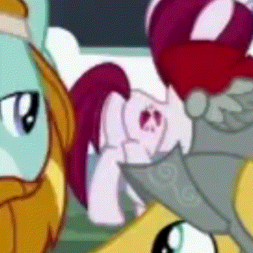 Size: 360x360 | Tagged: safe, screencap, character:cayenne, character:flash magnus, character:rockhoof, species:pegasus, species:pony, species:unicorn, episode:a rockhoof and a hard place, g4, my little pony: friendship is magic, animated, background pony, canterlot, female, gif, male, mare, plot, stallion, zoom
