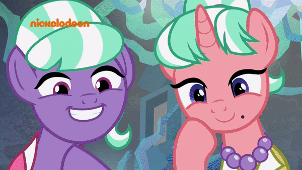 Size: 600x338 | Tagged: safe, screencap, character:smolder, species:dragon, species:pony, species:unicorn, episode:what lies beneath, g4, my little pony: friendship is magic, animated, dragoness, female, food, jewelry, mare, princess outfit, princess smolder, smolder also dresses in style, stepford ponies, tea, tea party, tiara, unnamed pony