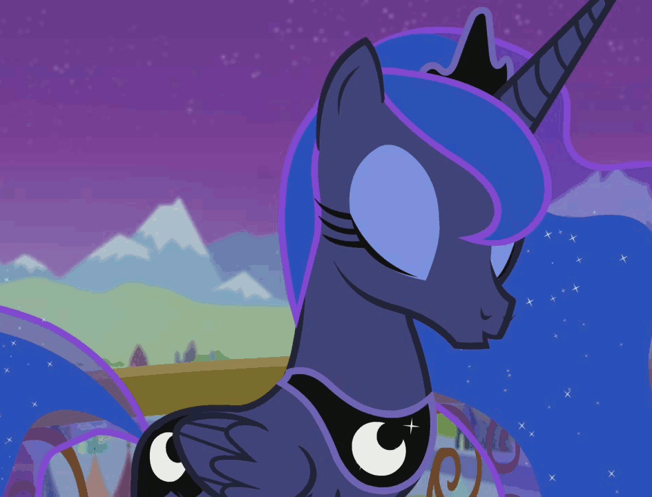 Size: 944x720 | Tagged: safe, screencap, character:princess luna, species:alicorn, species:pony, episode:twilight's kingdom, g4, my little pony: friendship is magic, animated, balcony, beautiful, cropped, crystal empire, crystal palace, cute, female, gif, hoof shoes, looking up, lunabetes, mare, raised hoof, singing, solo, you'll play your part