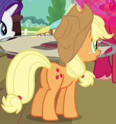 Size: 321x344 | Tagged: safe, screencap, character:applejack, species:earth pony, species:pony, episode:mmmystery on the friendship express, g4, my little pony: friendship is magic, cropped, female, mare, plot, solo focus
