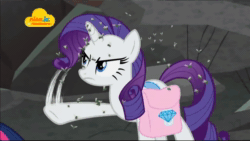 Size: 1024x576 | Tagged: safe, screencap, character:rarity, character:twilight sparkle, character:twilight sparkle (alicorn), species:alicorn, species:pony, species:unicorn, episode:school raze, g4, my little pony: friendship is magic, animated, dubbing, female, fly-der, insect, logo, mare, nick jr., nickelodeon, saddle bag, sound, swedish, teary eyes, webm