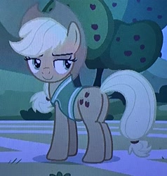 Size: 2720x2863 | Tagged: safe, screencap, character:applejack, species:earth pony, species:pony, episode:buckball season, g4, my little pony: friendship is magic, female, mare, plot, smiling, solo