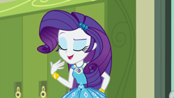 Size: 1280x720 | Tagged: safe, screencap, character:rarity, episode:happily ever after party, g4, my little pony:equestria girls, canterlot high, female, geode of shielding, happily ever after party: rarity, lockers, solo