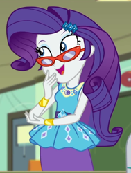Size: 474x626 | Tagged: safe, screencap, character:rarity, episode:happily ever after party, g4, my little pony:equestria girls, bracelet, cropped, geode of shielding, glasses, glasses rarity, happily ever after party: rarity, jewelry, rarity's glasses, solo