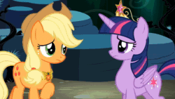 Size: 1280x720 | Tagged: safe, screencap, character:applejack, character:fluttershy, character:pinkie pie, character:rainbow dash, character:rarity, character:spike, character:twilight sparkle, character:twilight sparkle (alicorn), species:alicorn, species:pony, episode:princess twilight sparkle, g4, my little pony: friendship is magic, animated, big crown thingy, canyon, dubbing, elements of harmony, everfree forest, friendship, german, jewelry, mane seven, mane six, regalia, sound, speech, stairs, webm