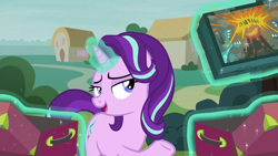 Size: 1280x720 | Tagged: safe, screencap, character:starlight glimmer, species:pony, species:unicorn, episode:on the road to friendship, board game, dragon pit, female, lidded eyes, mare, solo