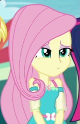 Size: 555x862 | Tagged: safe, screencap, character:fluttershy, equestria girls:rollercoaster of friendship, g4, my little pony:equestria girls, cropped, geode of fauna