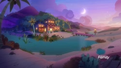 Size: 1920x1080 | Tagged: safe, screencap, episode:on the road to friendship, discovery family logo, night, no pony, oasis, scenery, somnambula (location)