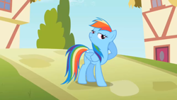 Size: 1920x1080 | Tagged: safe, screencap, character:rainbow dash, episode:the mysterious mare do well, g4, my little pony: friendship is magic, lidded eyes, pose, solo