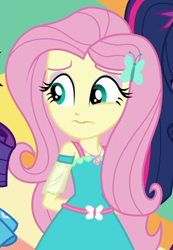 Size: 538x777 | Tagged: safe, screencap, character:fluttershy, equestria girls:rollercoaster of friendship, g4, my little pony:equestria girls, cropped, geode of fauna, worried