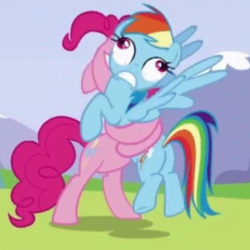 Size: 500x500 | Tagged: safe, screencap, character:pinkie pie, character:rainbow dash, episode:wonderbolts academy, animated, cute, hug