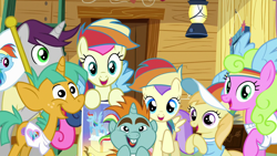 Size: 1280x720 | Tagged: safe, screencap, character:alula, character:bon bon, character:daisy, character:noi, character:pluto, character:snails, character:snips, character:sweetie drops, character:written script, episode:the washouts, g4, my little pony: friendship is magic, implied rainbow dash