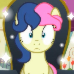 Size: 541x541 | Tagged: safe, artist:jan, screencap, character:bon bon, character:sweetie drops, species:earth pony, species:pony, alternate hairstyle, picture perfect pony, sparkles