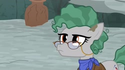 Size: 1920x1080 | Tagged: safe, screencap, character:professor fossil, species:earth pony, species:pony, episode:a rockhoof and a hard place, g4, my little pony: friendship is magic, female, glasses, mare, neckerchief, professor fossil, solo