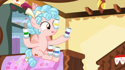 Size: 1920x1080 | Tagged: safe, screencap, character:cozy glow, species:pegasus, species:pony, episode:marks for effort, g4, my little pony: friendship is magic, season 8, balancing, bow, cozybetes, cute, female, filly, flying, foal, hair bow, ponies balancing stuff on their nose, ringlets, tail bow, tongue out