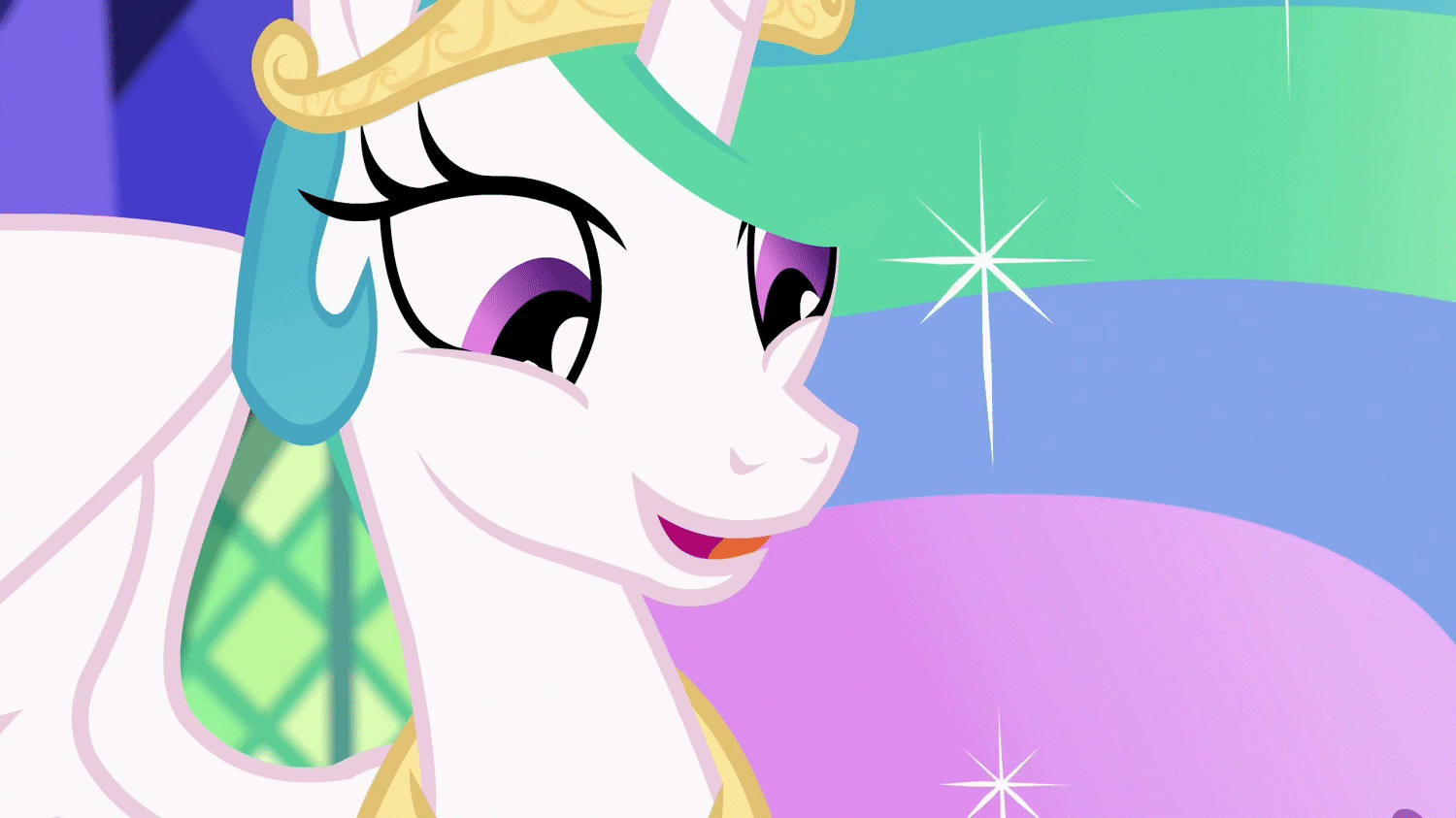 Size: 1500x843 | Tagged: safe, screencap, character:princess celestia, species:alicorn, species:pony, episode:celestial advice, g4, my little pony: friendship is magic, animated, cute, cutelestia, female, gif, grin, happy, jewelry, mare, one eye closed, smiling, solo, wink