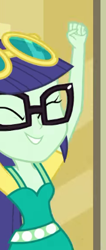 Size: 173x407 | Tagged: safe, screencap, character:blueberry cake, episode:best trends forever, g4, my little pony:equestria girls, background human, best trends forever: twilight sparkle, blueberry cake, cropped, eyes closed, female, glasses
