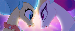 Size: 1920x808 | Tagged: safe, screencap, character:princess skystar, character:queen novo, species:pony, species:seapony (g4), my little pony: the movie (2017), cute, duo, female, like mother like daughter, looking at each other, mare, mother and daughter, one small thing, profile, seaquestria, singing, underwater