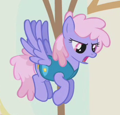 Size: 236x227 | Tagged: safe, screencap, character:rainbowshine, species:pegasus, species:pony, episode:winter wrap up, g4, my little pony: friendship is magic, angry, background pony, cropped, female, flying, mare, open mouth, solo, weather team, winter wrap up vest