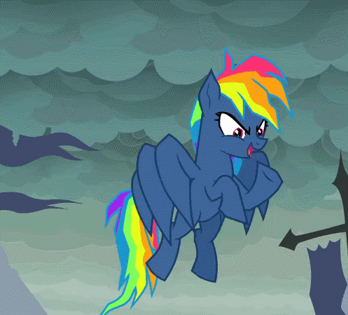 Size: 497x450 | Tagged: safe, screencap, character:evil pie hater dash, character:rainbow dash, species:pegasus, species:pony, episode:secrets and pies, g4, my little pony: friendship is magic, adorapiehater, animated, cropped, cute, dashabetes, eye beams, female, mare, silly, silly pony, solo
