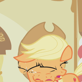 Size: 270x270 | Tagged: safe, screencap, character:applejack, character:pinkie pie, species:pony, episode:applebuck season, g4, my little pony: friendship is magic, animated, clothing, cropped, disembodied hoof, hat, offscreen character, sleepy, solo focus, squishy, squishy cheeks