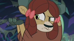 Size: 1280x720 | Tagged: safe, screencap, character:yona, species:yak, episode:what lies beneath, g4, my little pony: friendship is magic, cloven hooves, female, nightmare cave, spindle