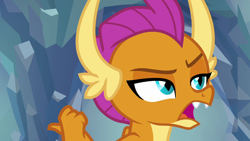 Size: 1280x720 | Tagged: safe, screencap, character:smolder, species:dragon, episode:what lies beneath, g4, my little pony: friendship is magic, claws, dragon wings, dragoness, fangs, female, open mouth, solo, wings