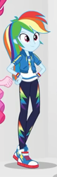Size: 154x475 | Tagged: safe, screencap, character:rainbow dash, equestria girls:rollercoaster of friendship, g4, my little pony:equestria girls, clothing, converse, cropped, female, geode of super speed, hoodie, magical geodes, pants, shoes, sneakers