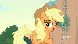 Size: 1920x1080 | Tagged: safe, screencap, character:applejack, species:pony, episode:sounds of silence, g4, my little pony: friendship is magic, applebutt, cute, lidded eyes, messy mane, peaks of peril, plot, solo, stupid sexy applejack