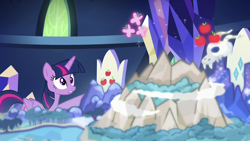 Size: 1280x720 | Tagged: safe, screencap, character:twilight sparkle, character:twilight sparkle (alicorn), species:alicorn, species:pony, episode:sounds of silence, g4, my little pony: friendship is magic, cutie map, friendship throne, peaks of peril, solo