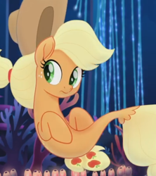 Size: 540x608 | Tagged: safe, screencap, character:applejack, species:seapony (g4), my little pony: the movie (2017), cropped, seaponified, seapony applejack, solo, species swap