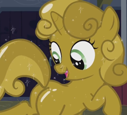 Size: 430x388 | Tagged: safe, screencap, character:sweetie belle, species:pony, species:unicorn, episode:one bad apple, g4, my little pony: friendship is magic, covered, cropped, female, glitter, luster dust, plot, sparkles, sweetie gold