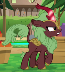 Size: 450x501 | Tagged: safe, screencap, character:cinder glow, character:summer flare, species:kirin, episode:sounds of silence, g4, my little pony: friendship is magic, angry, background kirin, cropped, glowing horn, raised hoof, solo