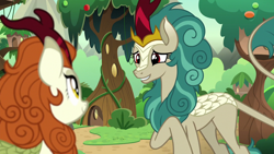 Size: 1280x720 | Tagged: safe, screencap, character:autumn blaze, character:rain shine, species:kirin, episode:sounds of silence, g4, my little pony: friendship is magic, cute, shineabetes, smiling