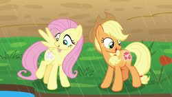 Size: 1280x720 | Tagged: safe, screencap, character:applejack, character:fluttershy, episode:sounds of silence, g4, my little pony: friendship is magic, glowing cutie mark