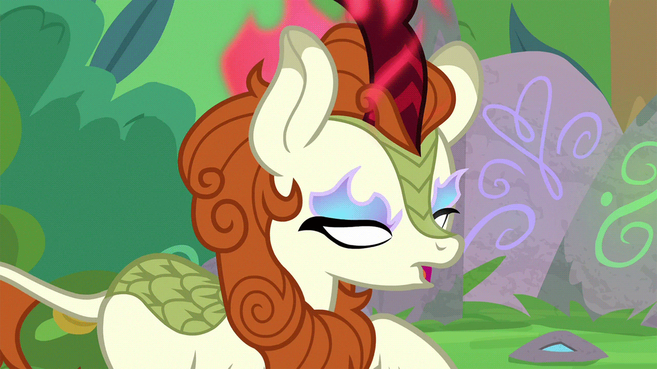 Size: 1278x719 | Tagged: safe, screencap, character:autumn blaze, species:kirin, episode:sounds of silence, g4, my little pony: friendship is magic, angry, animated, fangs, female, furious, glowing eyes, imminent nirik, rage, solo, teeth