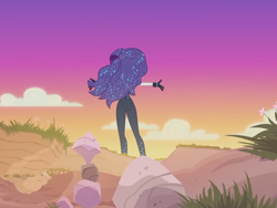 Size: 960x720 | Tagged: safe, screencap, character:rarity, episode:the other side, g4, my little pony:equestria girls, ass, beach, bodysuit, butt, clothing, female, gloves, rearity, sunset